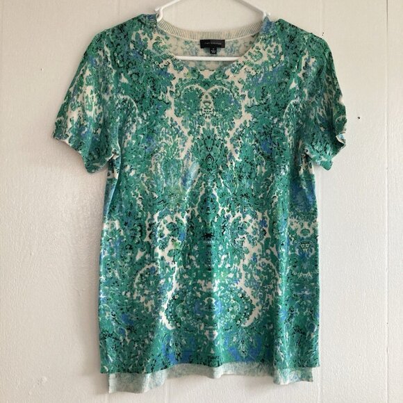 Limited Paisley Sweater Lightweight Abstract Print Short Sleeve Cotton Blend M - Picture 1 of 9
